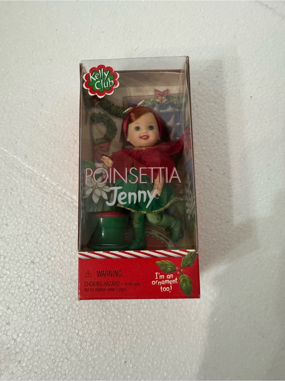 Mattel Barbie Kelly Club POINSETTIA Jenny Doll & Christmas Ornament (2001)